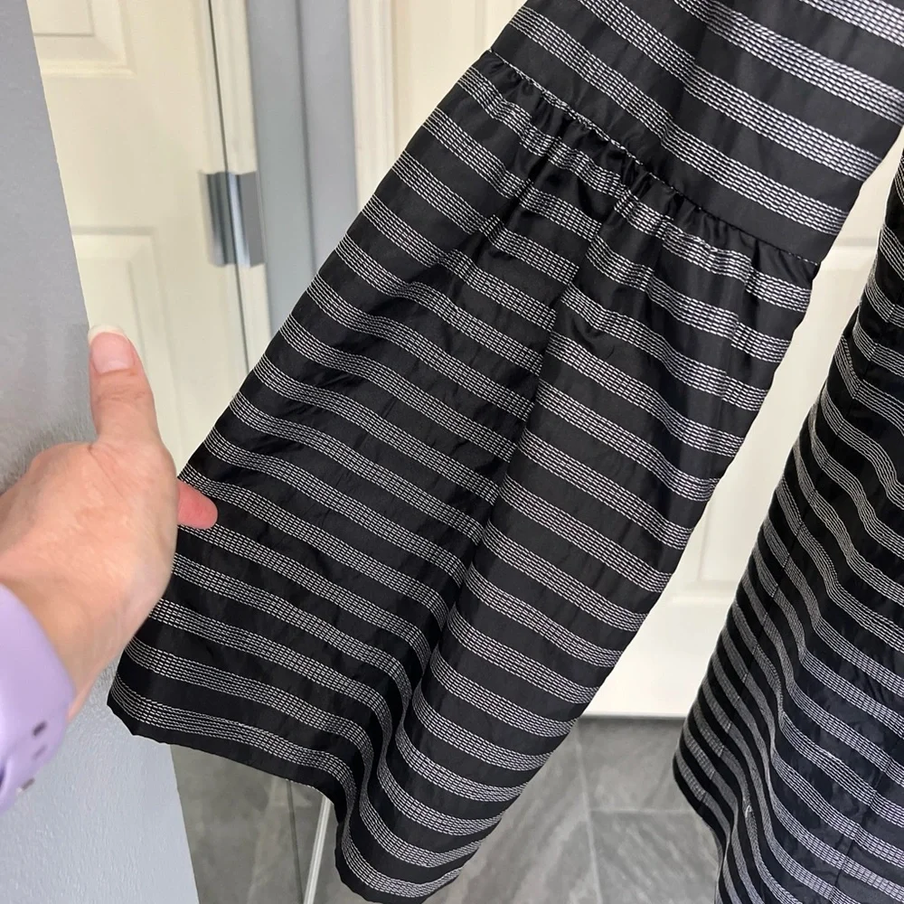Samuel Dong Black Striped Peplum Bell‎ Sleeve Jacket